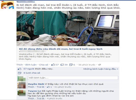 Cầu mong phép lạ sẽ cứu sống cháu bé bị cha đánh thập tử nhất sinh